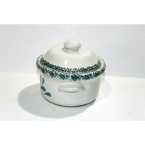 Corelle Coordinates Blue Hearts Stoneware Crock Pot 5" Casserole Bowl w/ Lid - Picture 4 of 8